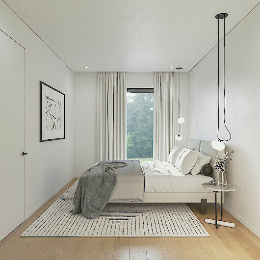 Schlafzimmer, Teppich, Doppelbett