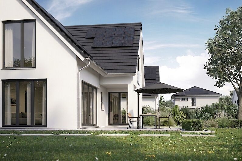 Terrasse eines modernen Architektenhauses Oslo als Massivhaus in Ludwigsburg – fließender Übergang zwischen Wohnen und Garten, individuell geplant von BauArt