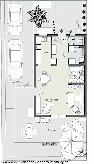 2D, Grundriss, Erdgeschoss, offenes Wohnen